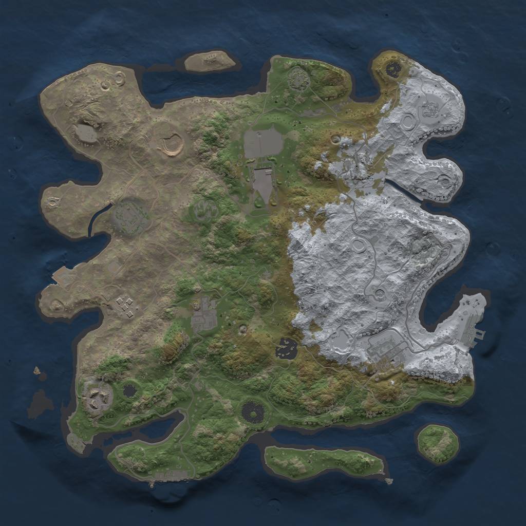 Rust Map: Procedural Map, Size: 3500, Seed: 1356784681, 17 Monuments