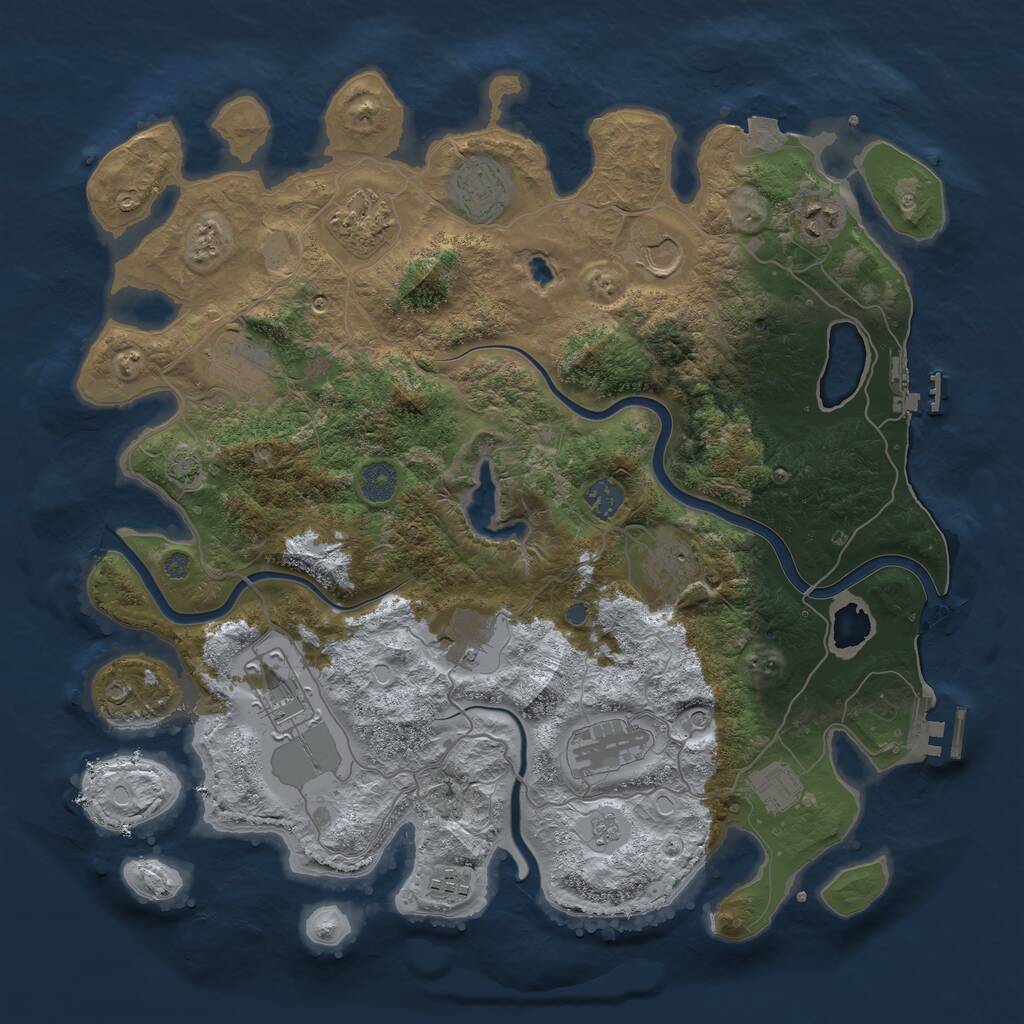 Rust Map: Procedural Map, Size: 4000, Seed: 1785320, 17 Monuments