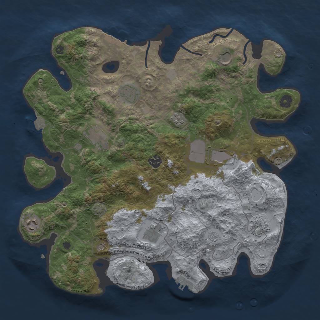 Rust Map: Procedural Map, Size: 3700, Seed: 1132487422, 17 Monuments