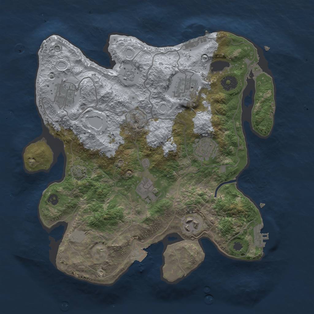 Rust Map: Procedural Map, Size: 3000, Seed: 409527770, 12 Monuments
