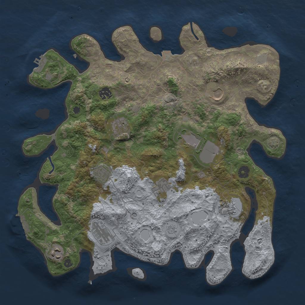 Rust Map: Procedural Map, Size: 3750, Seed: 678815243, 17 Monuments