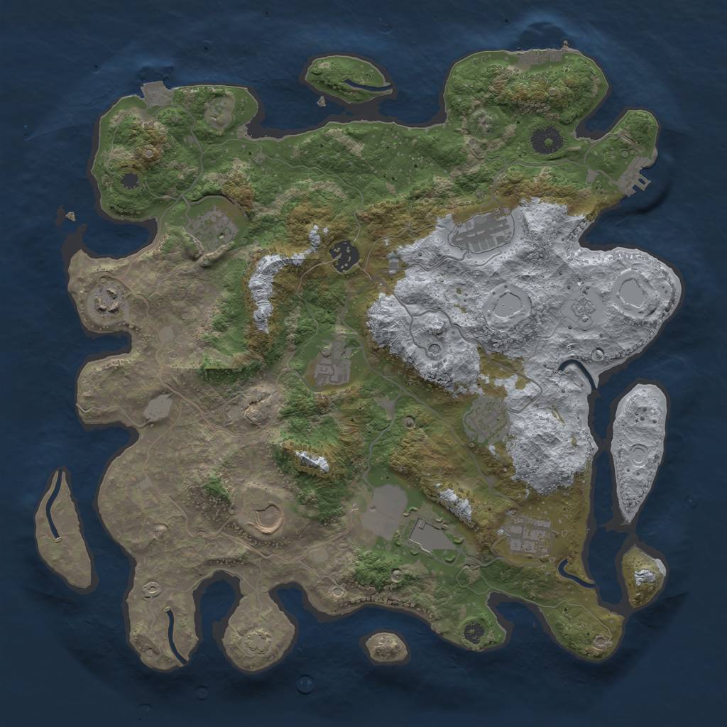 Rust Map: Procedural Map, Size: 3700, Seed: 387899043, 17 Monuments