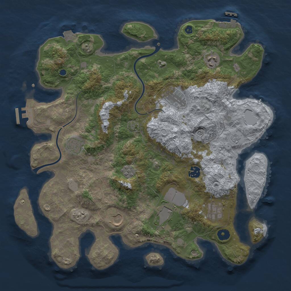 Rust Map: Procedural Map, Size: 3700, Seed: 387899043, 14 Monuments
