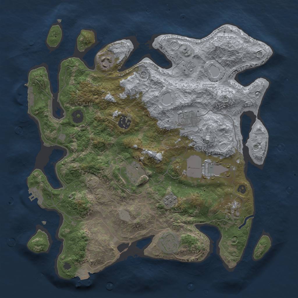 Rust Map: Procedural Map, Size: 3500, Seed: 1152521331, 16 Monuments