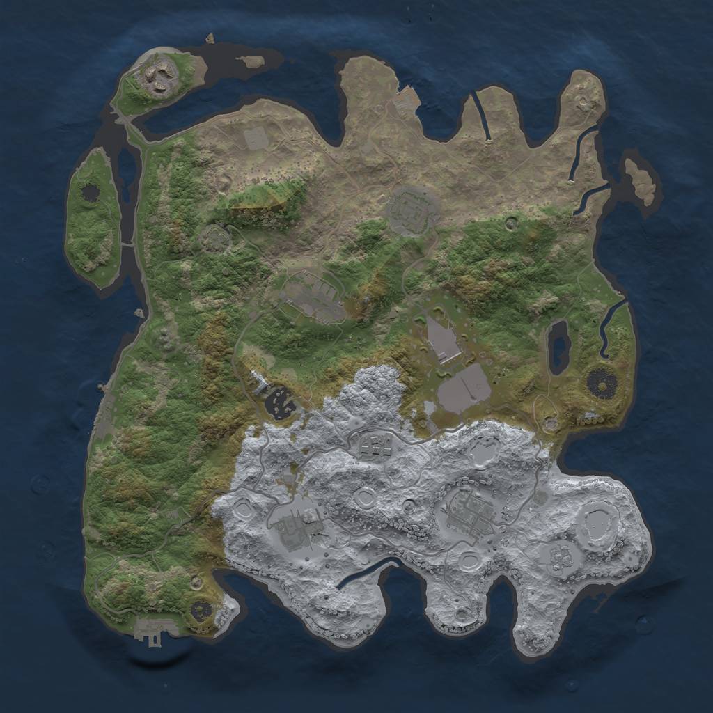 Rust Map: Procedural Map, Size: 3500, Seed: 452395287, 15 Monuments