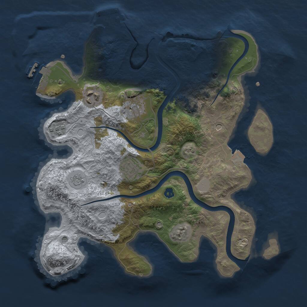 Rust Map: Procedural Map, Size: 3000, Seed: 51296, 10 Monuments
