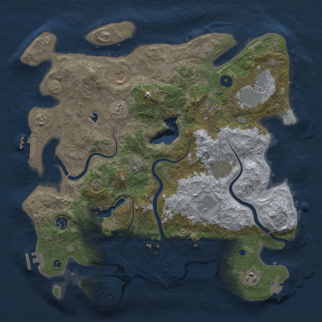 Rust Map: Procedural Map, Size: 4000, Seed: 938475972, 13 Monuments