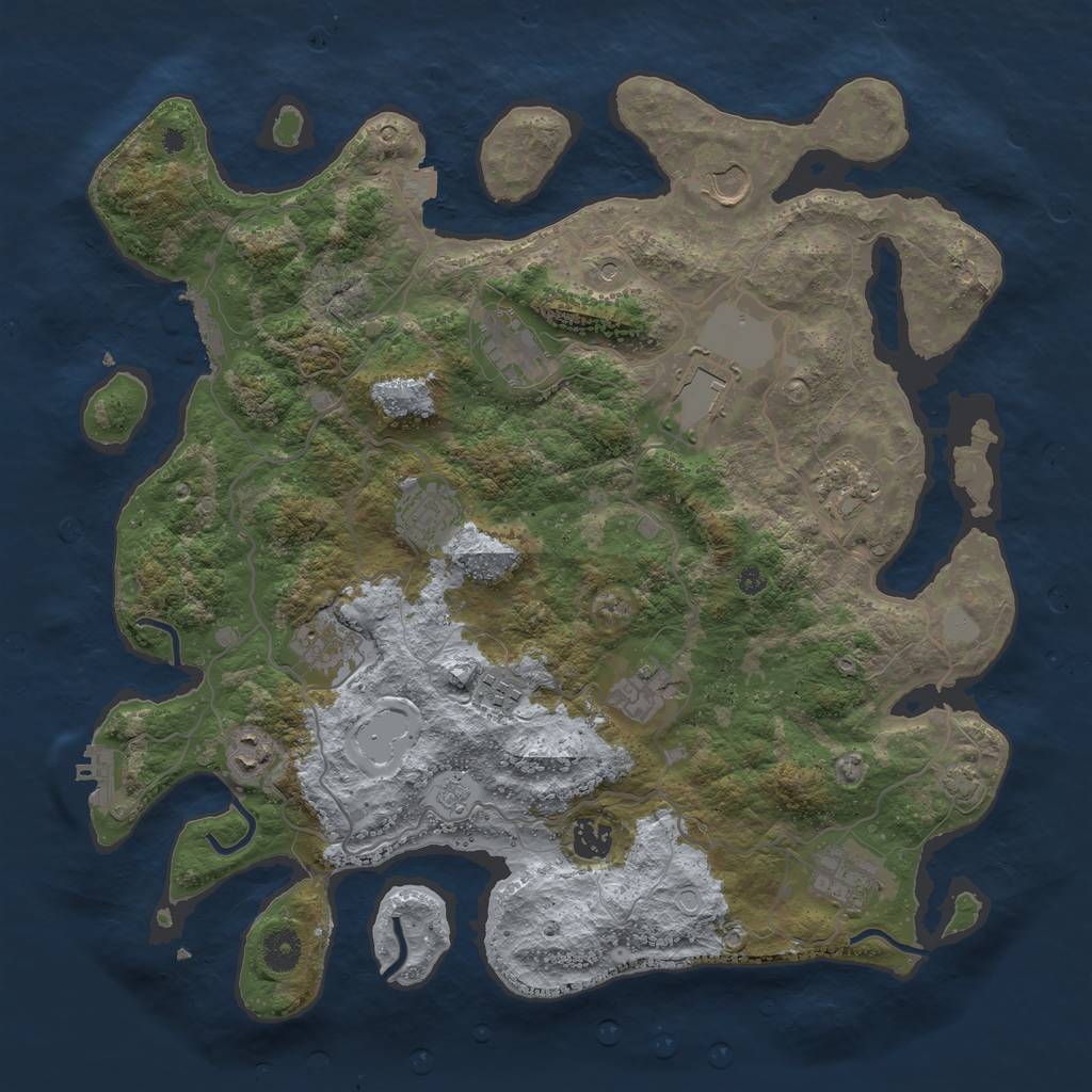 Rust Map: Procedural Map, Size: 4000, Seed: 3574, 19 Monuments