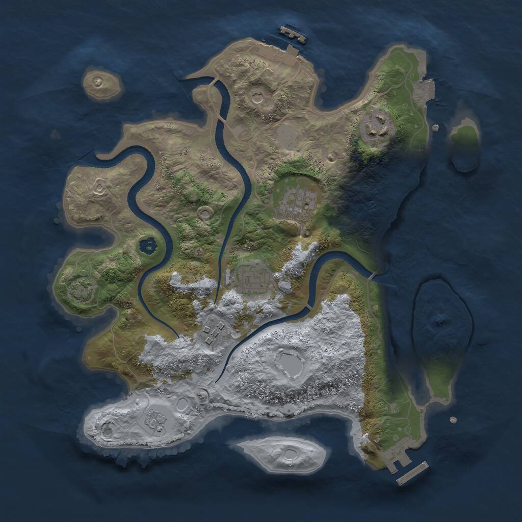 Rust Map: Procedural Map, Size: 3000, Seed: 684817543, 10 Monuments
