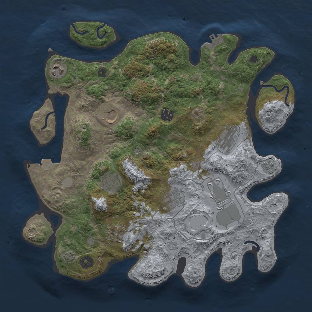 Rust Map: Procedural Map, Size: 3500, Seed: 822247288, 16 Monuments
