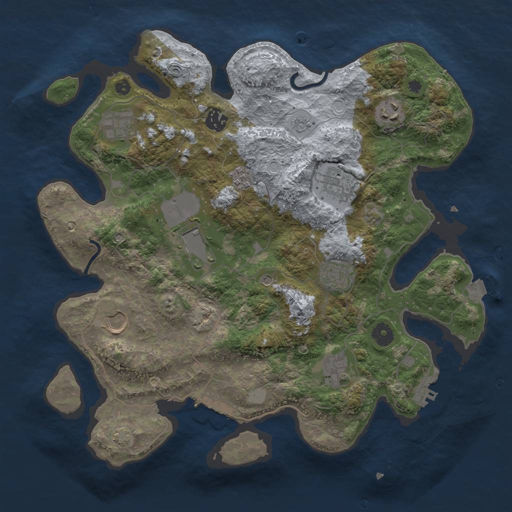 Rust Map: Procedural Map, Size: 3500, Seed: 1865874513, 17 Monuments