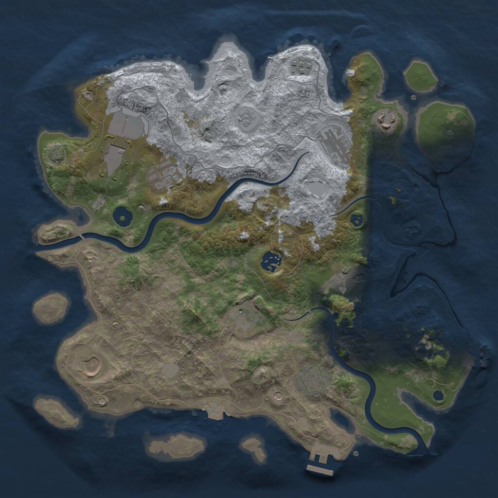 Rust Map: Procedural Map, Size: 3800, Seed: 7365899, 16 Monuments