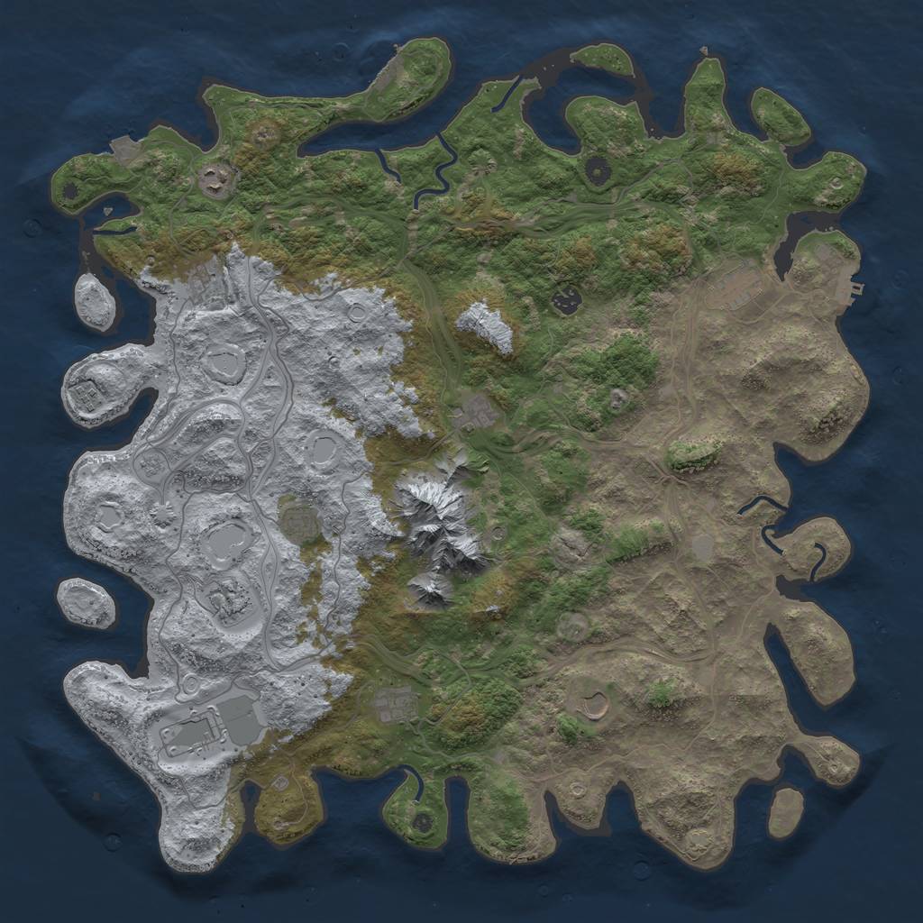 Rust Map: Procedural Map, Size: 5000, Seed: 1287673226, 19 Monuments