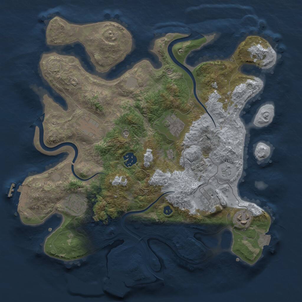 Rust Map: Procedural Map, Size: 3300, Seed: 430733655, 13 Monuments