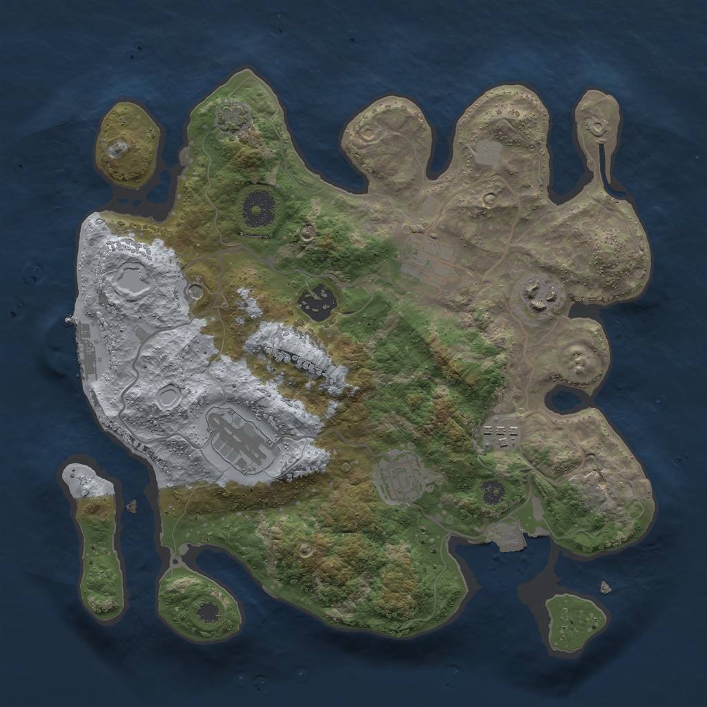 Rust Map: Procedural Map, Size: 3000, Seed: 3211332, 12 Monuments