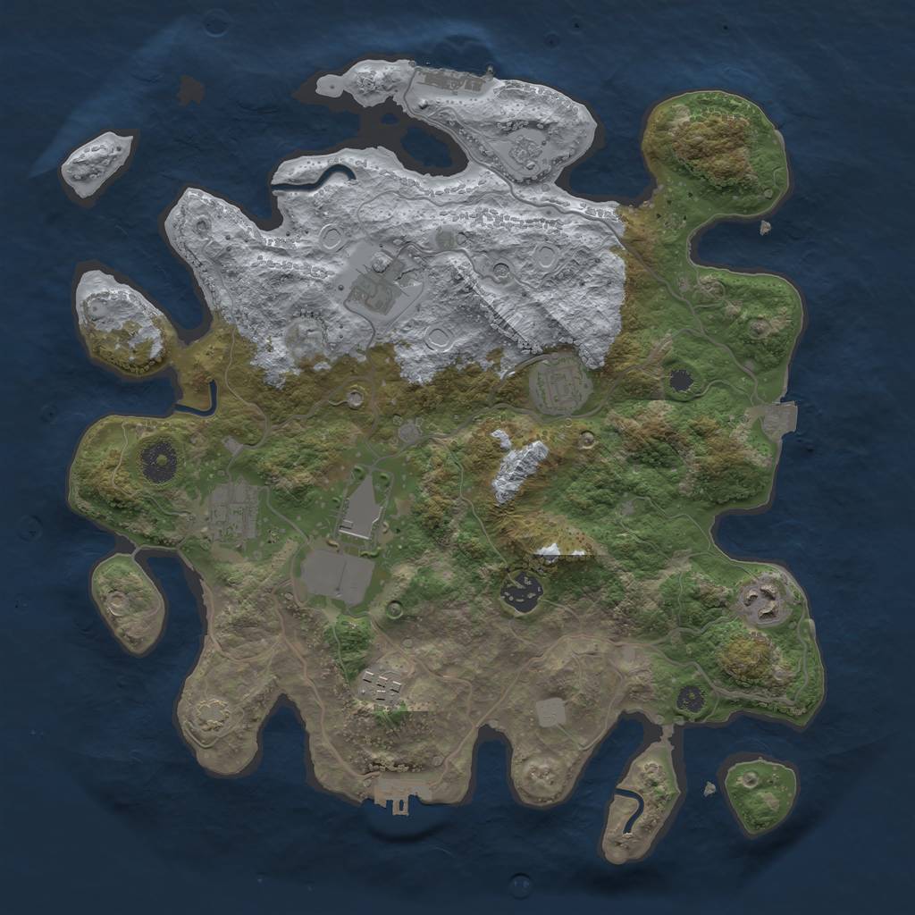 Rust Map: Procedural Map, Size: 3500, Seed: 417845661, 15 Monuments