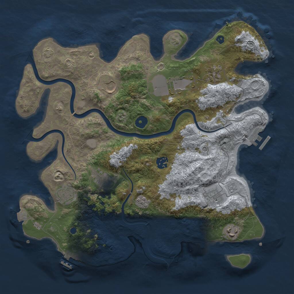 Rust Map: Procedural Map, Size: 3650, Seed: 50500, 15 Monuments
