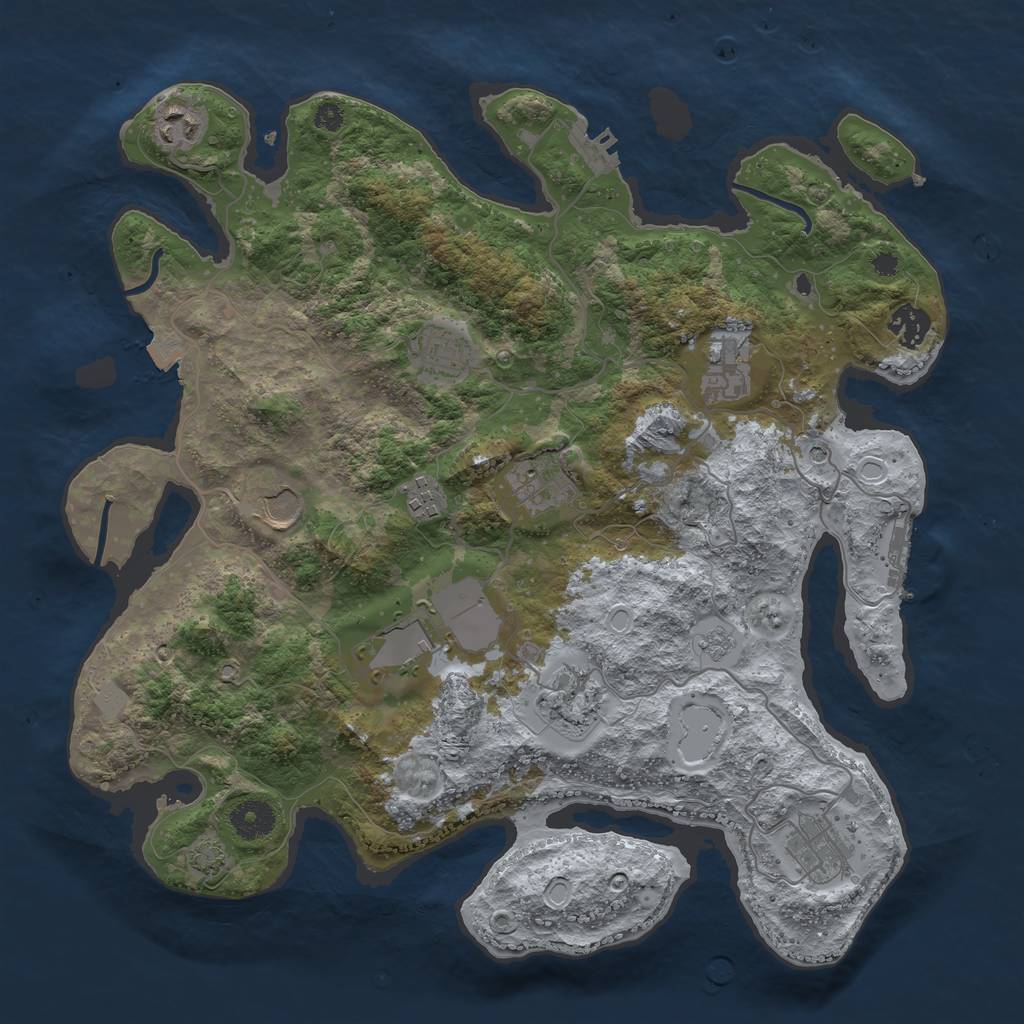 Rust Map: Procedural Map, Size: 3700, Seed: 1042094664, 18 Monuments
