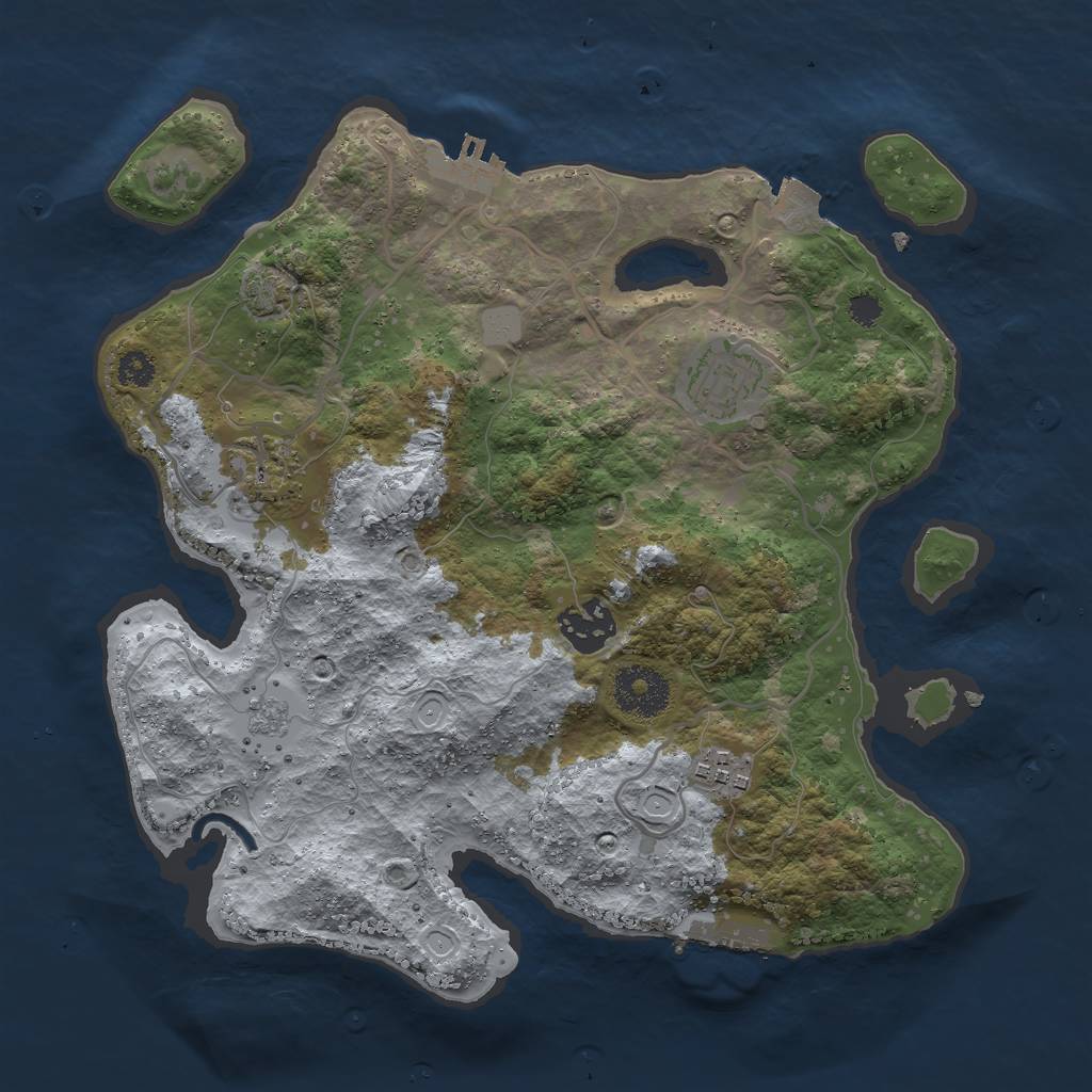 Rust Map: Procedural Map, Size: 3000, Seed: 506969267, 11 Monuments