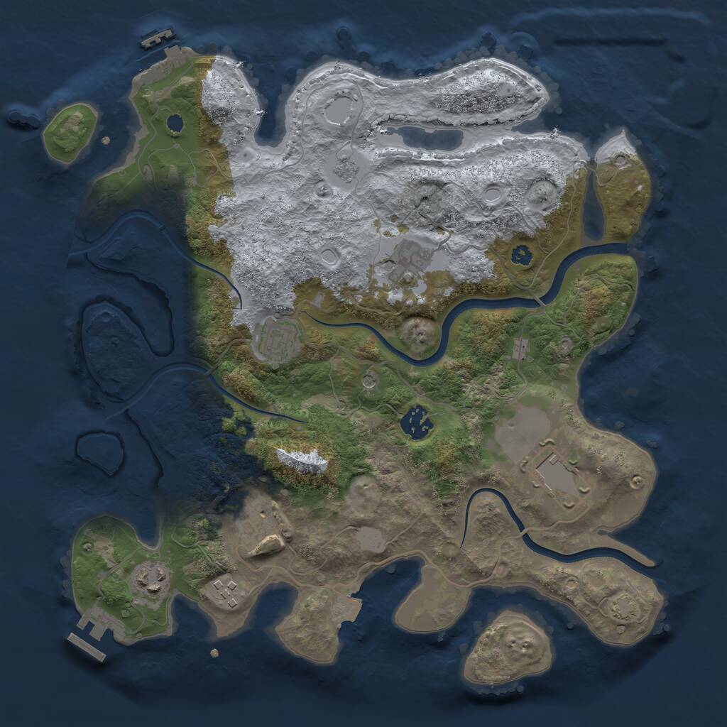 Rust Map: Procedural Map, Size: 3500, Seed: 822849536, 13 Monuments