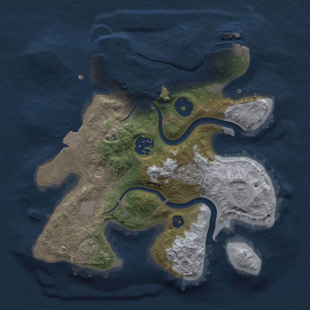 Rust Map: Procedural Map, Size: 2500, Seed: 1856578050, 8 Monuments
