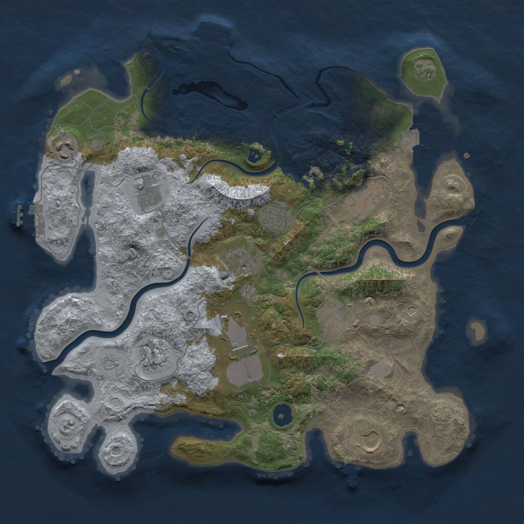 Rust Map: Procedural Map, Size: 3750, Seed: 21410136, 16 Monuments