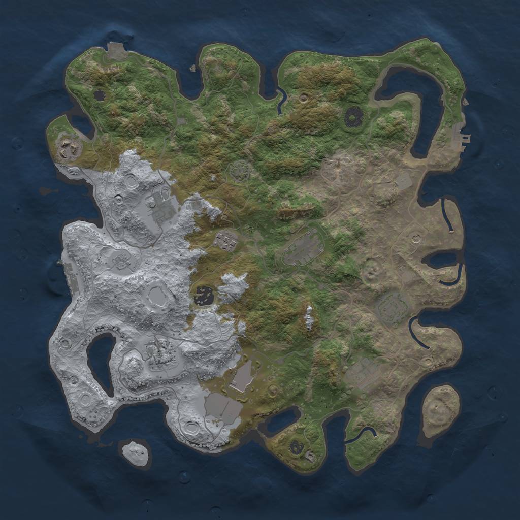 Rust Map: Procedural Map, Size: 3800, Seed: 67136087, 17 Monuments