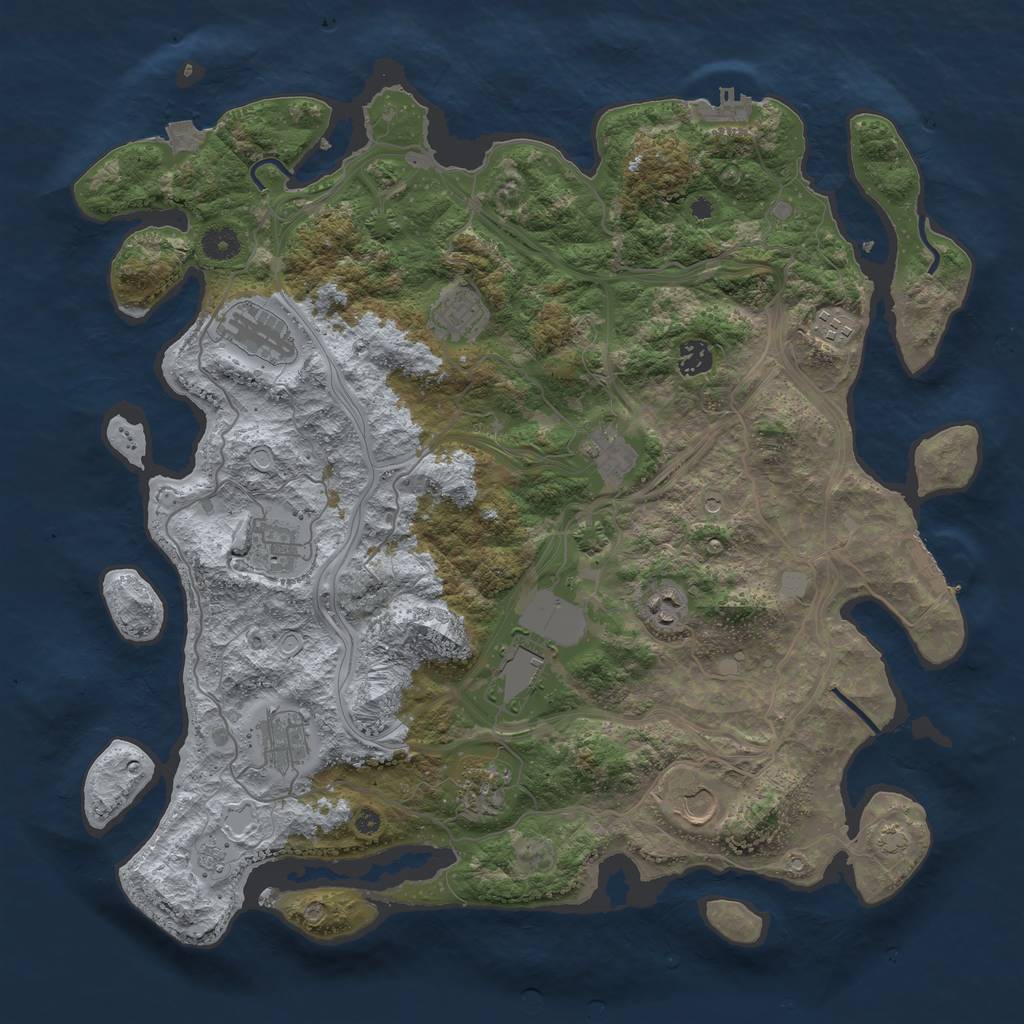 Rust Map: Procedural Map, Size: 4250, Seed: 1056111390, 19 Monuments