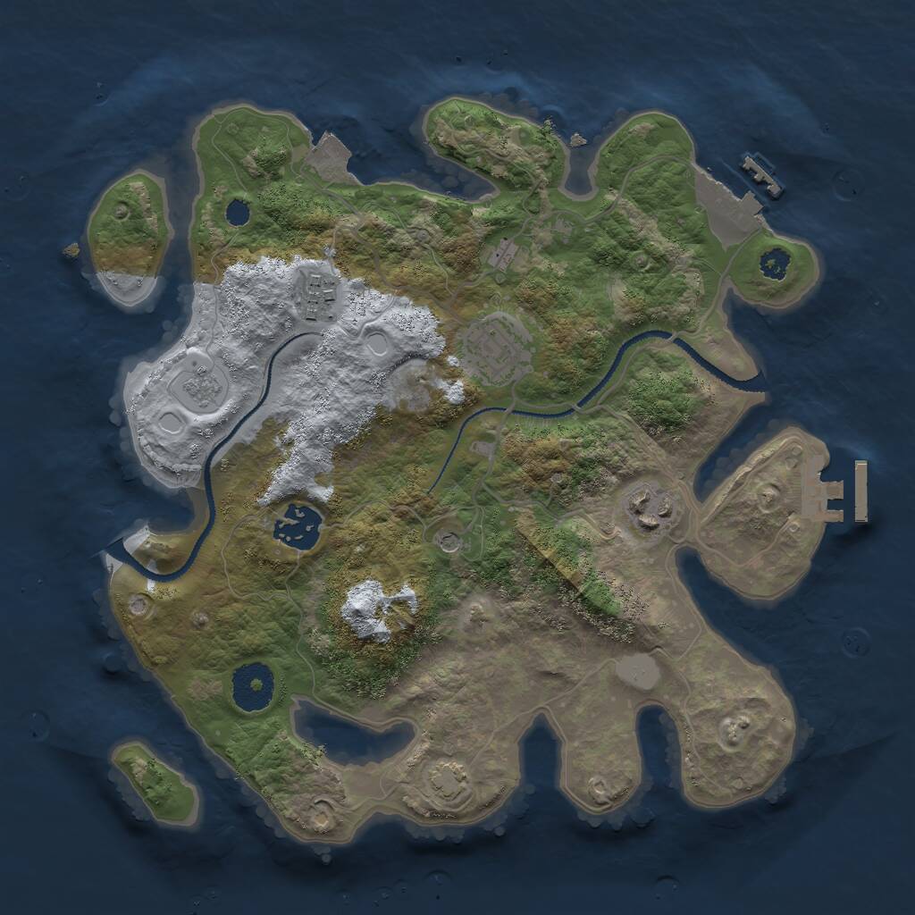 Rust Map: Procedural Map, Size: 3000, Seed: 78342, 10 Monuments