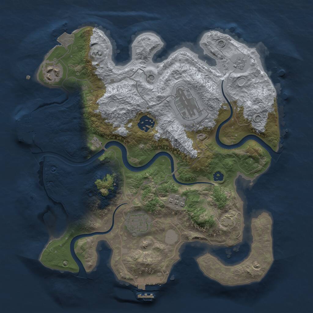 Rust Map: Procedural Map, Size: 3000, Seed: 27041980, 11 Monuments