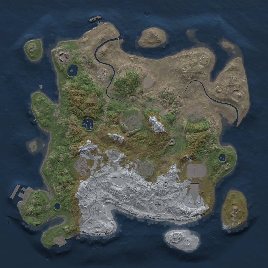 Rust Map: Procedural Map, Size: 3500, Seed: 10652646, 14 Monuments