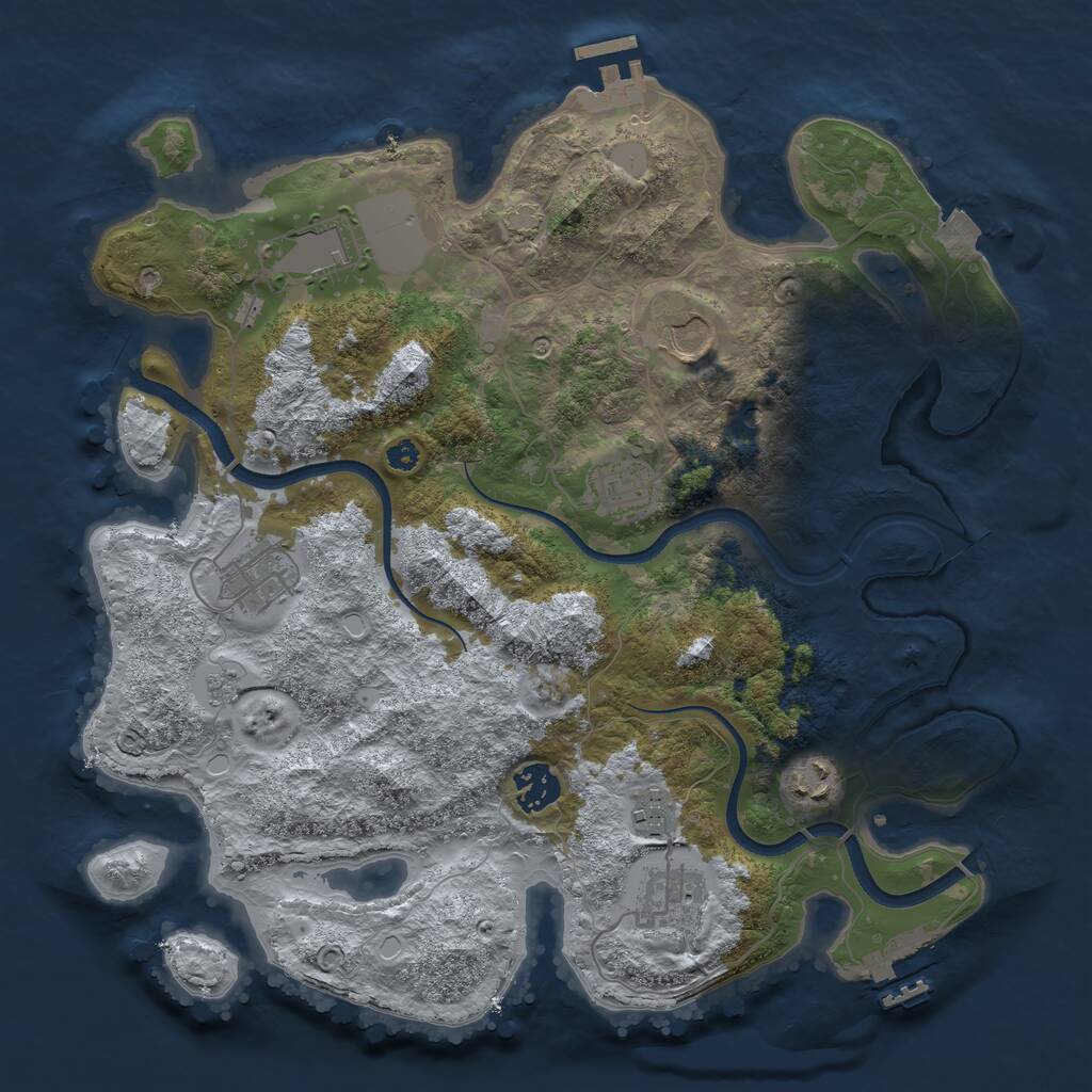 Rust Map: Procedural Map, Size: 3500, Seed: 4189670, 14 Monuments