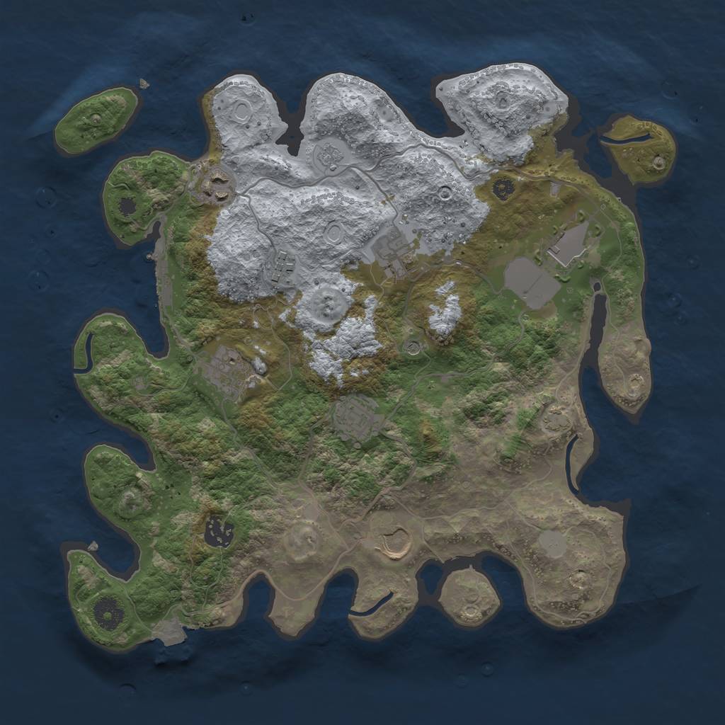 Rust Map: Procedural Map, Size: 3500, Seed: 1253343194, 15 Monuments