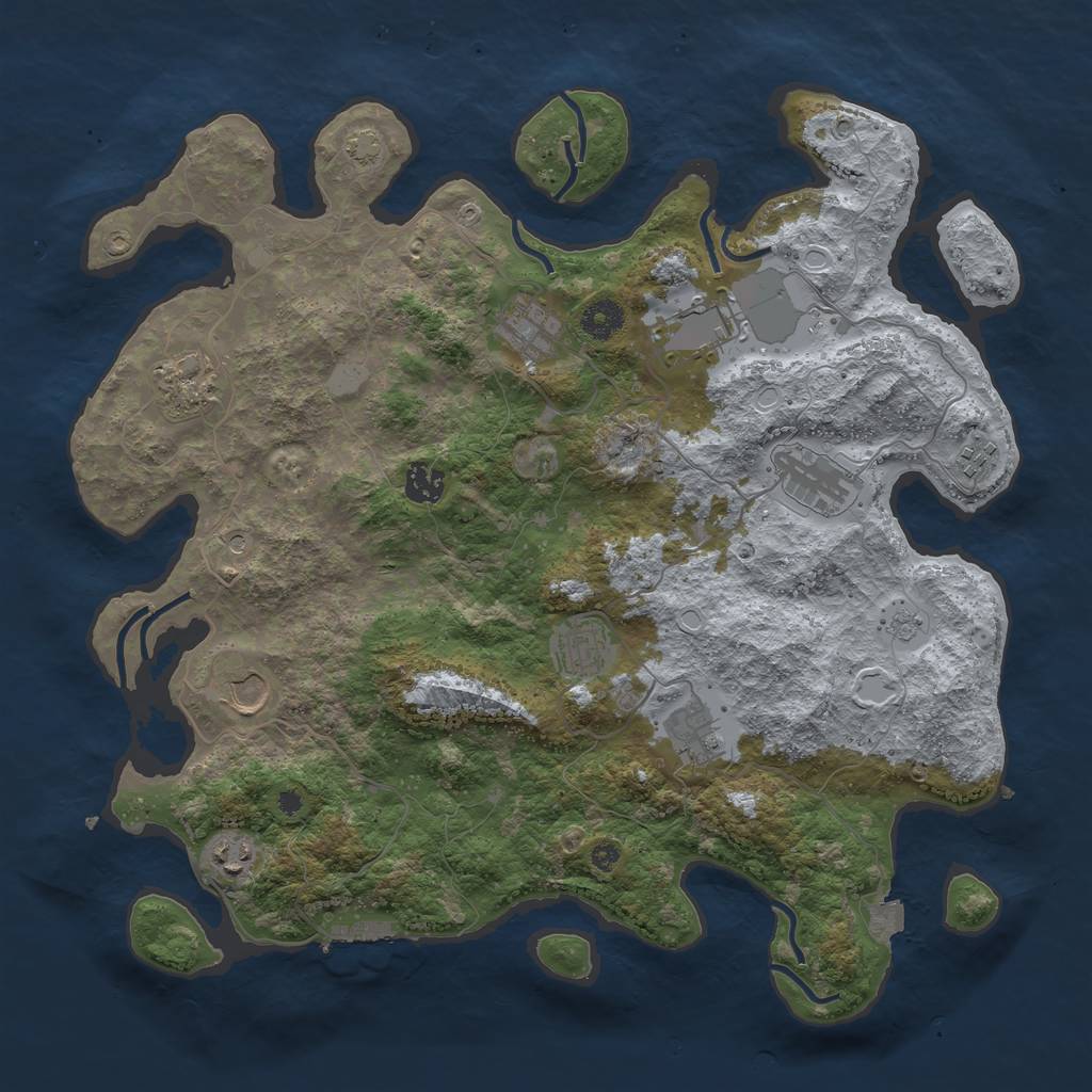 Rust Map: Procedural Map, Size: 3950, Seed: 94828408, 17 Monuments