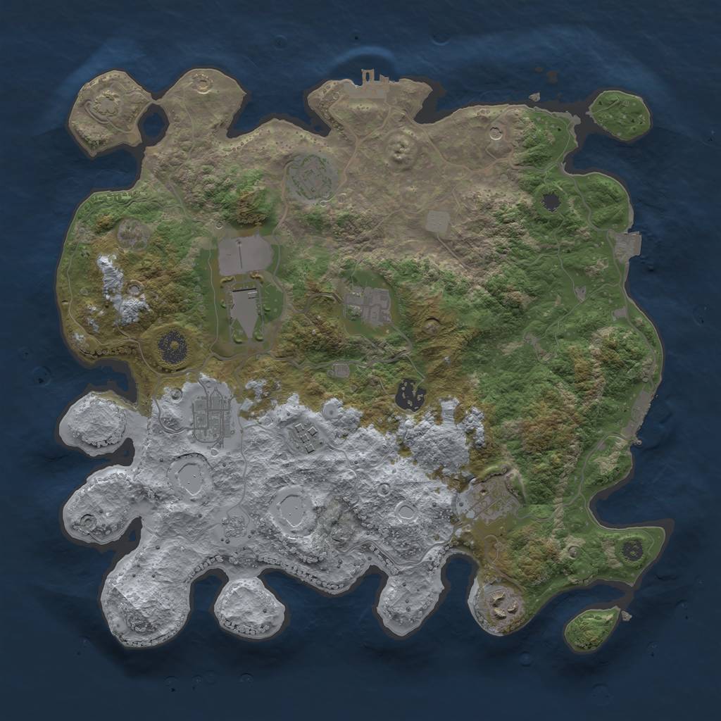 Rust Map: Procedural Map, Size: 3500, Seed: 812941972, 16 Monuments