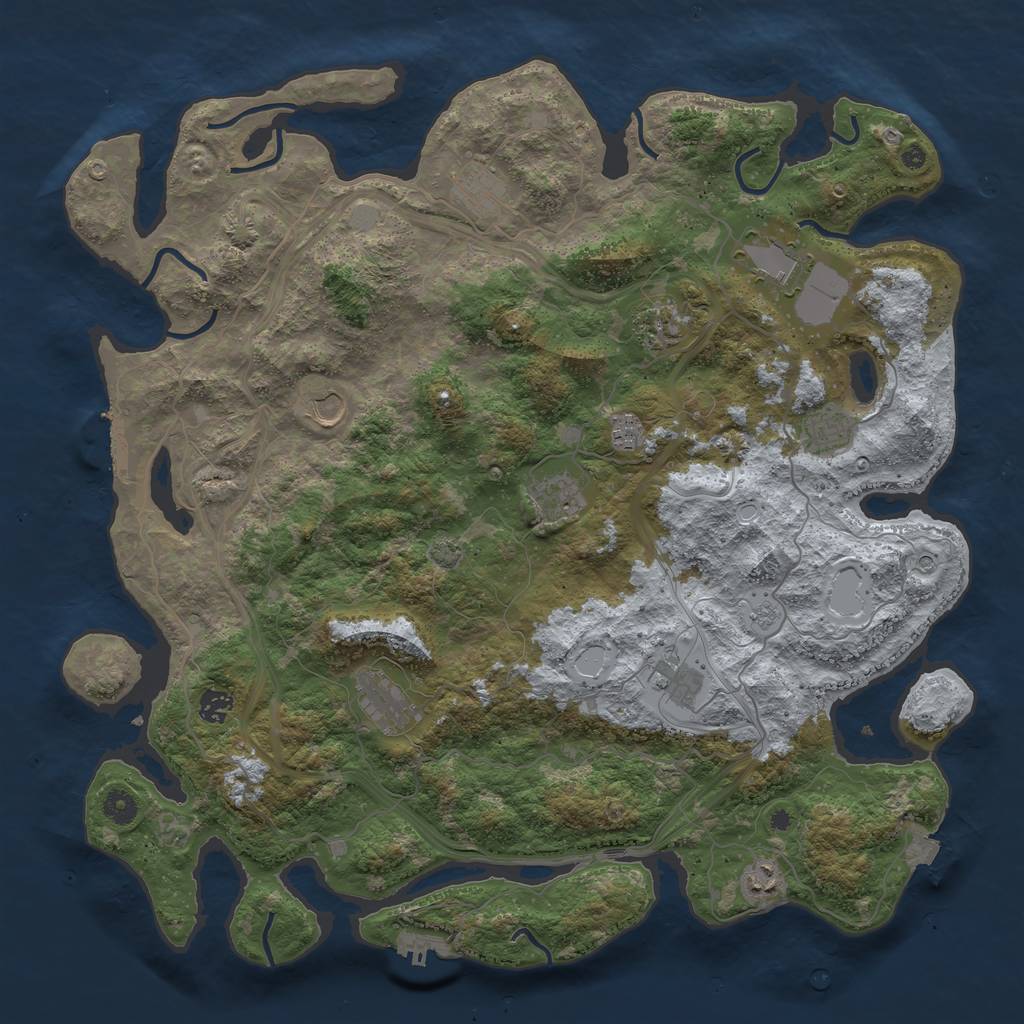 Rust Map: Procedural Map, Size: 4500, Seed: 2083494396, 19 Monuments