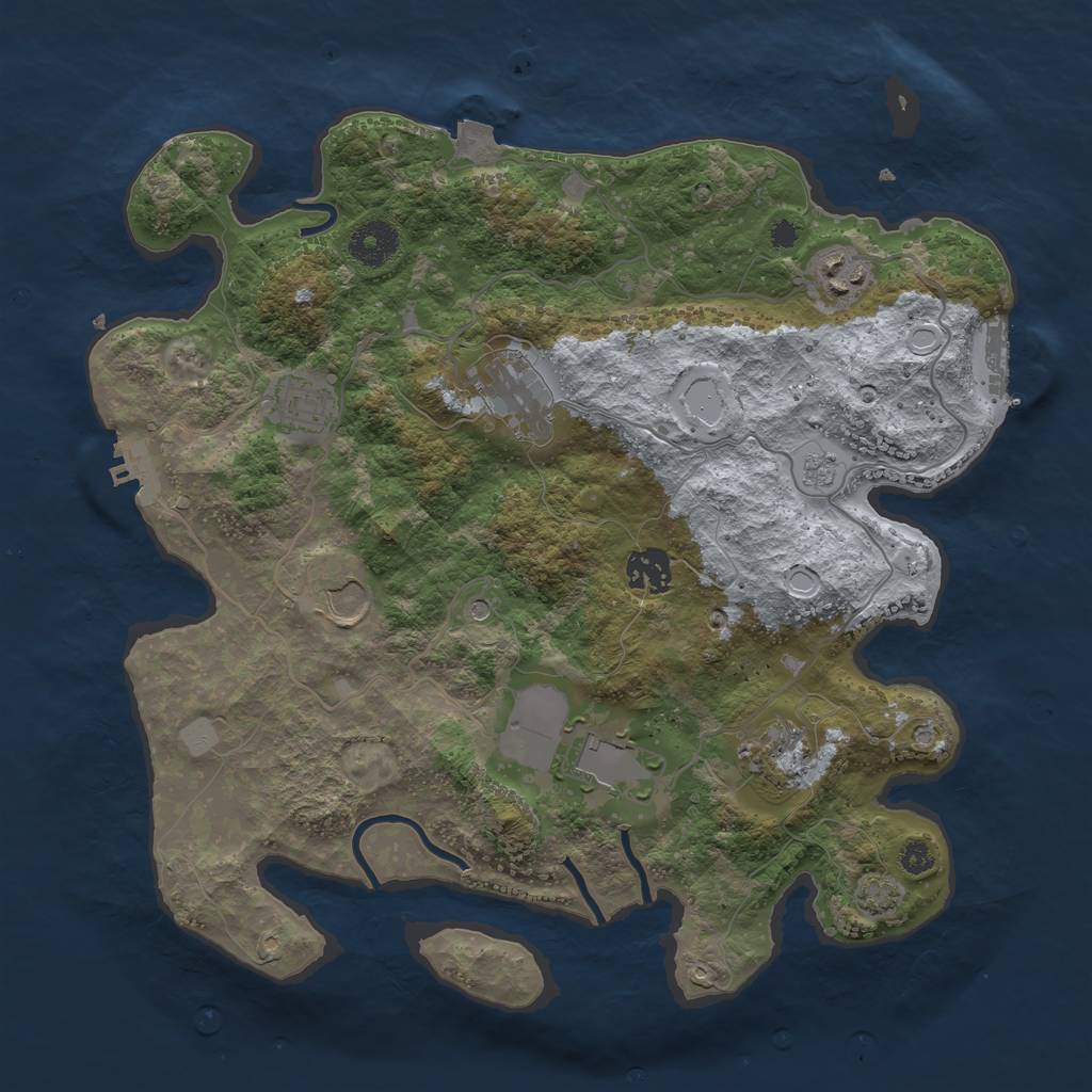 Rust Map: Procedural Map, Size: 3500, Seed: 1996821649, 15 Monuments