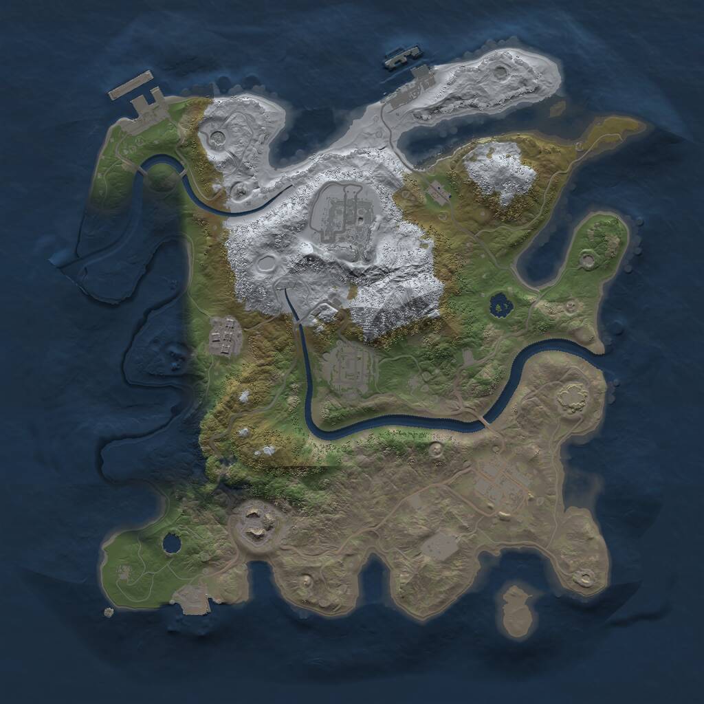 Rust Map: Procedural Map, Size: 3000, Seed: 1009882392, 10 Monuments