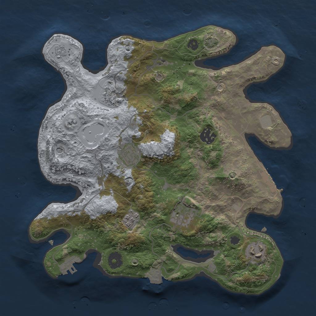 Rust Map: Procedural Map, Size: 3000, Seed: 96891, 14 Monuments