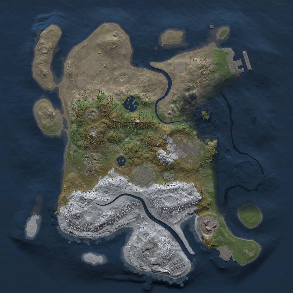 Rust Map: Procedural Map, Size: 3000, Seed: 1185941488, 10 Monuments
