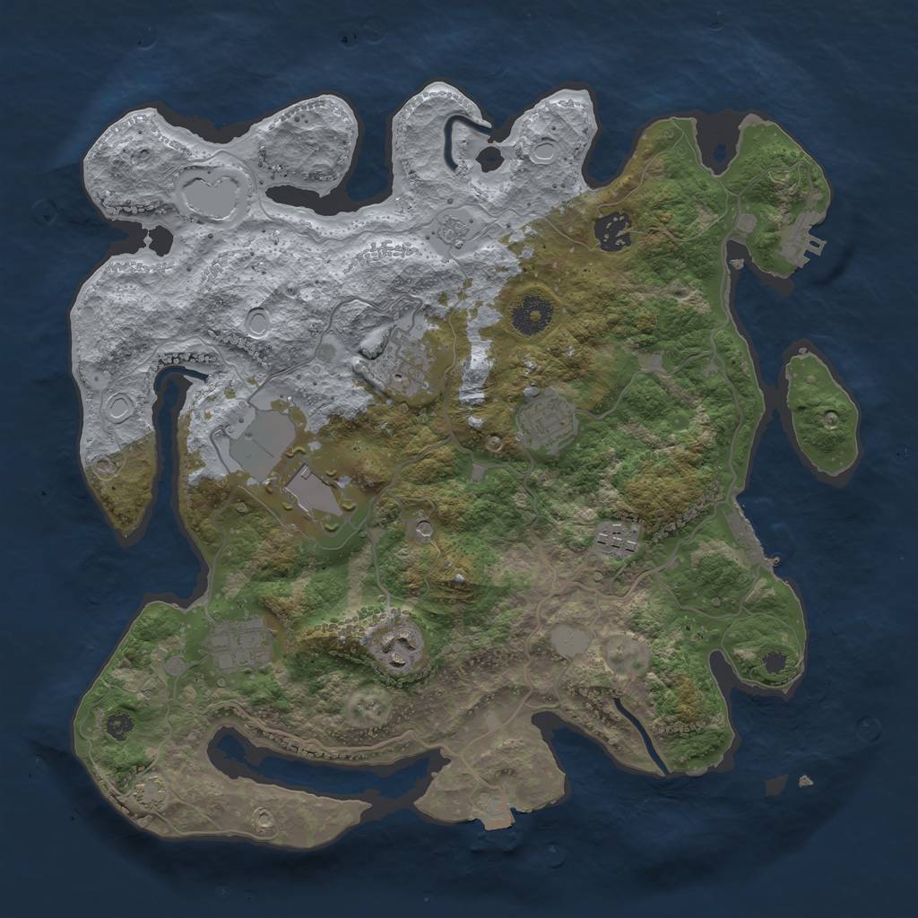 Rust Map: Procedural Map, Size: 3500, Seed: 793510040, 15 Monuments