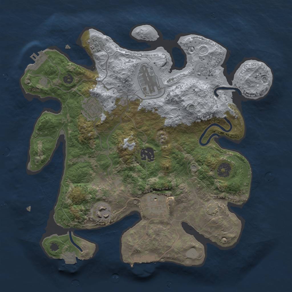 Rust Map: Procedural Map, Size: 3000, Seed: 1845735761, 13 Monuments