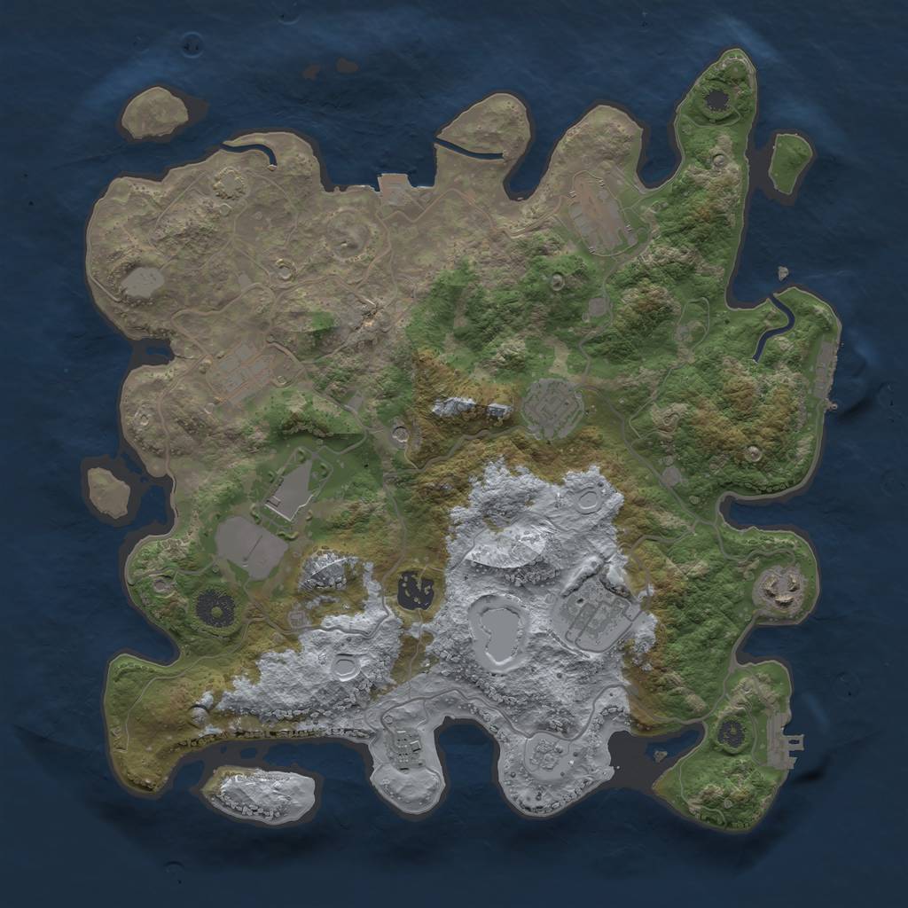 Rust Map: Procedural Map, Size: 3500, Seed: 599489644, 16 Monuments