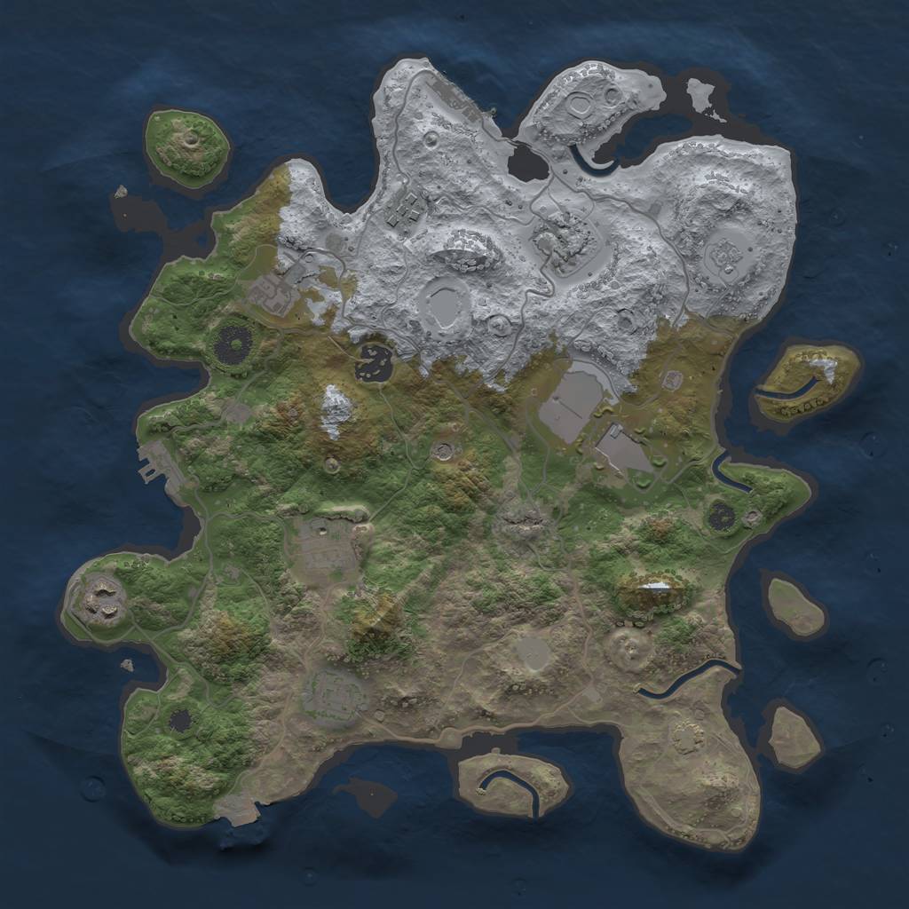 Rust Map: Procedural Map, Size: 3500, Seed: 2067435080, 16 Monuments