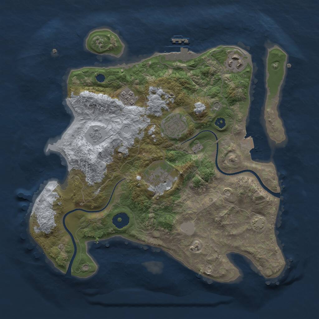 Rust Map: Procedural Map, Size: 3000, Seed: 1209109766, 9 Monuments