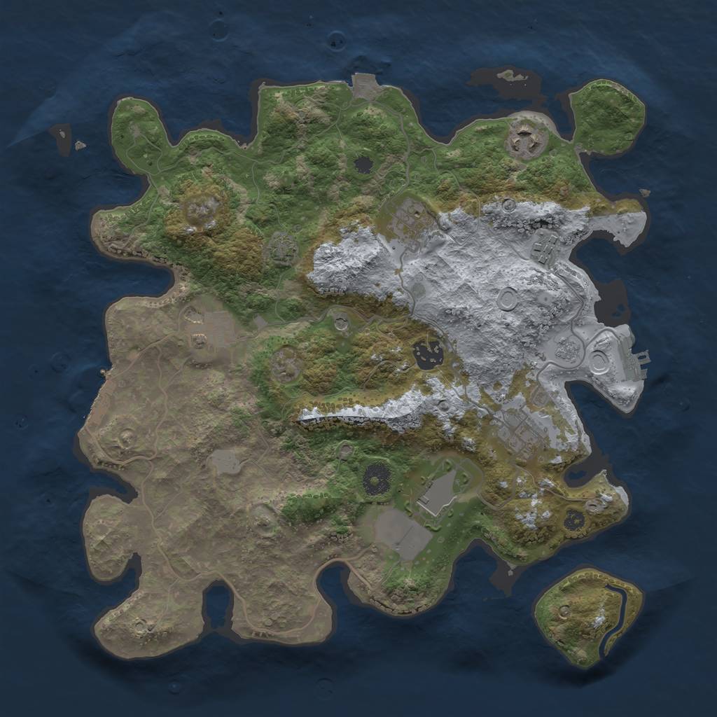 Rust Map: Procedural Map, Size: 3500, Seed: 123215460, 15 Monuments