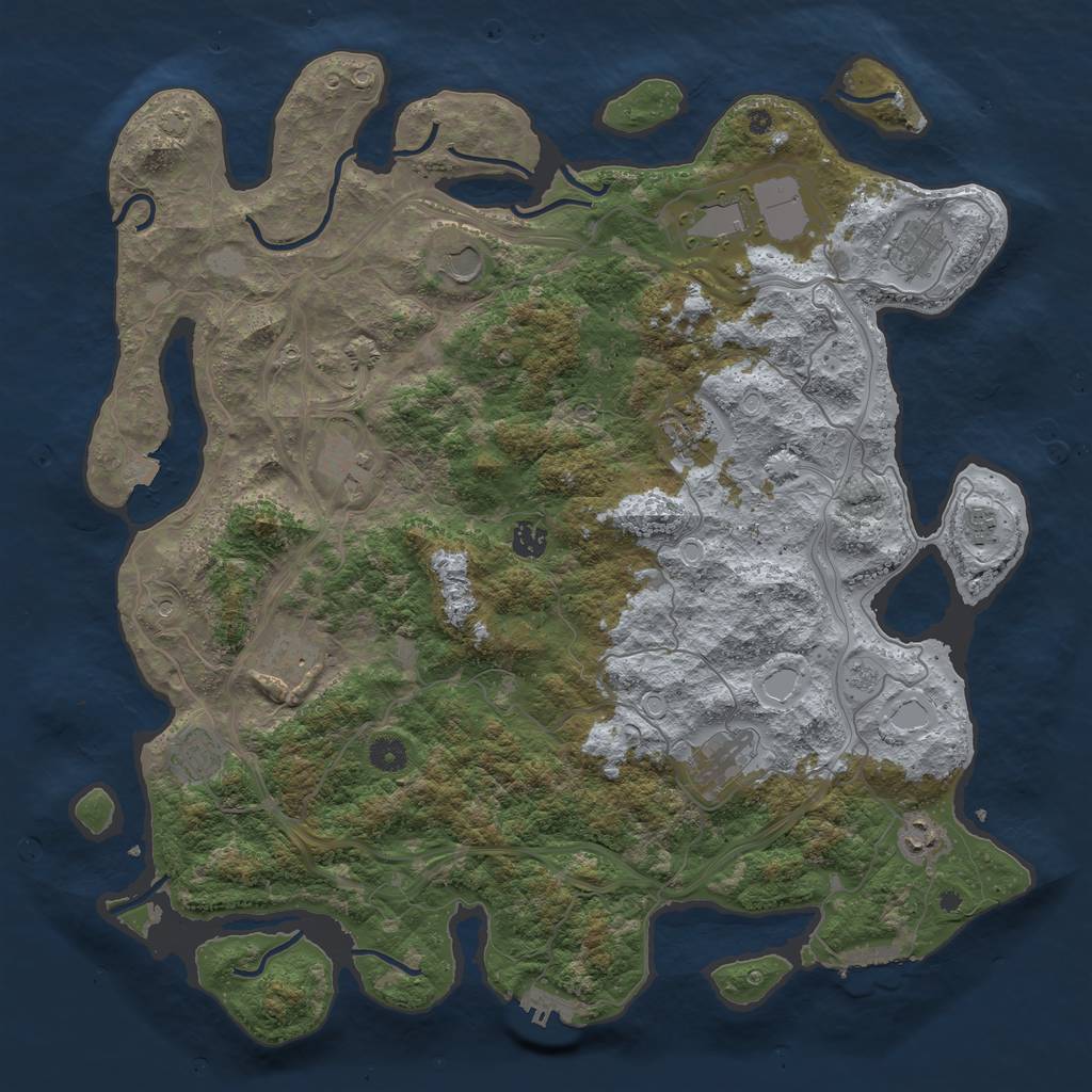Rust Map: Procedural Map, Size: 4500, Seed: 182145, 19 Monuments