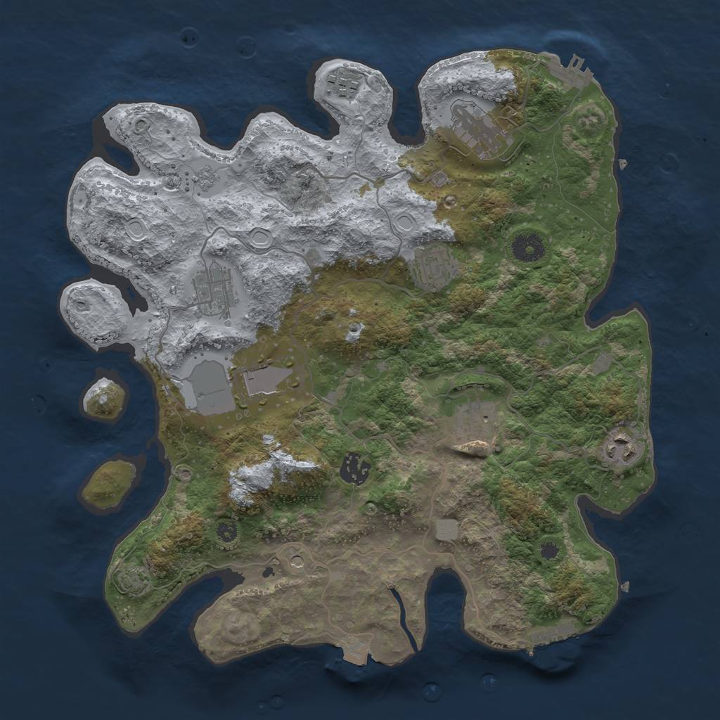 Rust Map: Procedural Map, Size: 3500, Seed: 620941949, 16 Monuments