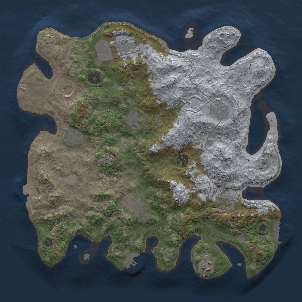 Rust Map: Procedural Map, Size: 3700, Seed: 1234586684, 18 Monuments