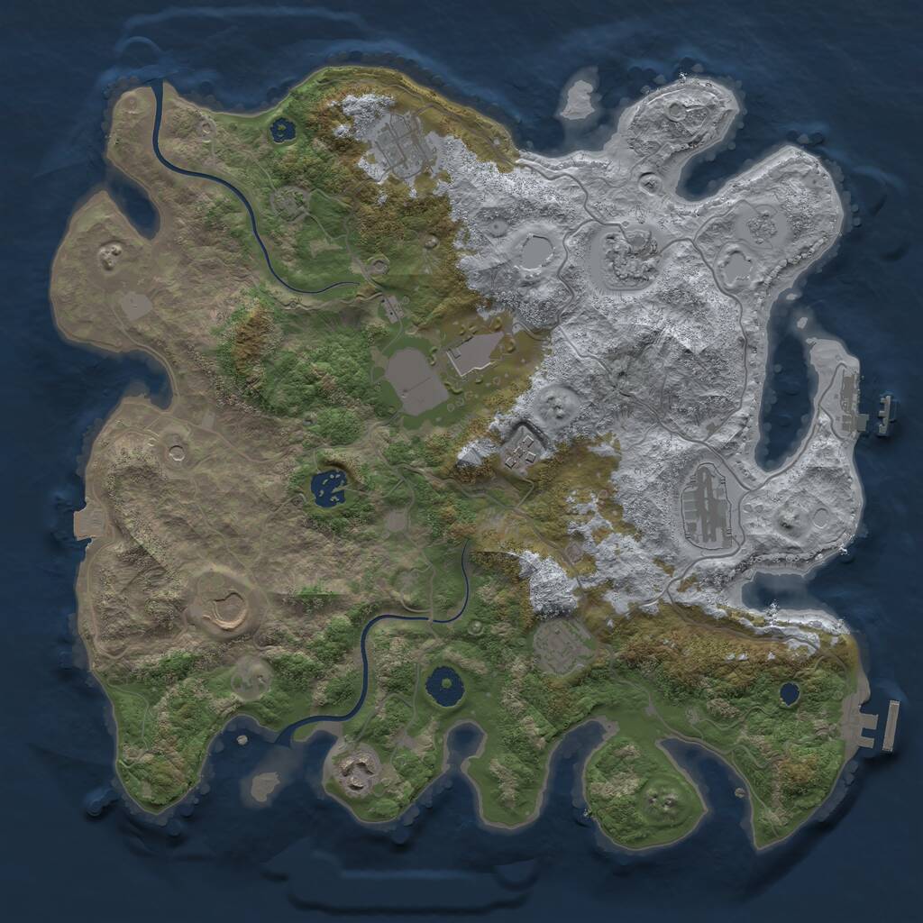 Rust Map: Procedural Map, Size: 3700, Seed: 1234586684, 15 Monuments